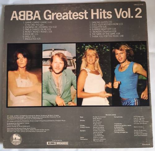 LP,ABBA,Greatest Hits Vol. 2,Rrecord:VG+,Cover:VG,Label:Sunshine.GBL(L)512,Press:SA