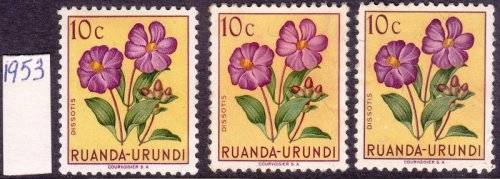 Rwanda 1953,MH and used,Flowers