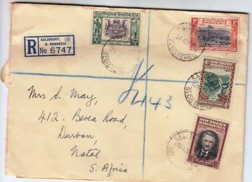Southern Rhodesia,1941,Cover to Natal,With wax seals on the back