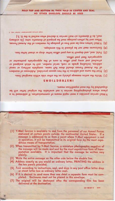 USA , 1942, V-mail Service, Passed by sensor and an extra mint one as well! WW2 covers