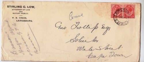 South Africa,Union 1916 entire to Cape Town