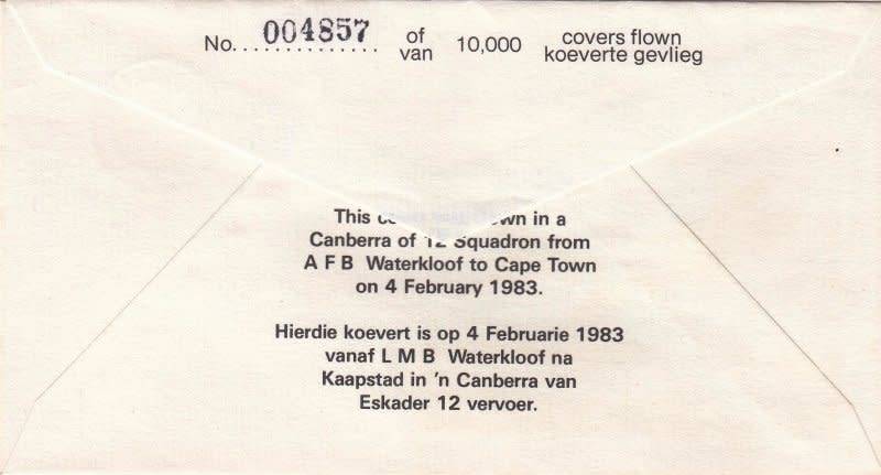 RSA,Scott #609,1983,Aviation Cover,Size19cmX10cm