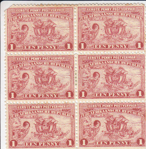 ZAR block of 6 stamps 1p  "Mint" 1895 - As per photo