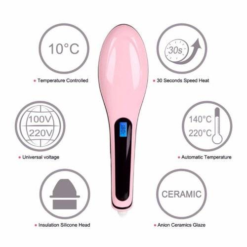 Electric Hair Straightener Brush with LCD