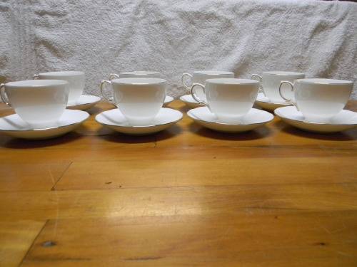 8 Queen Anne Bone China Cups And Saucers