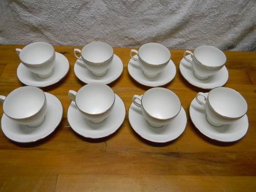 8 Queen Anne Bone China Cups And Saucers