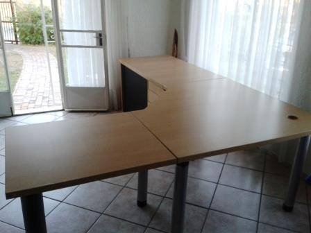 Large  Corner desk with shelf credenza and 4 drawers