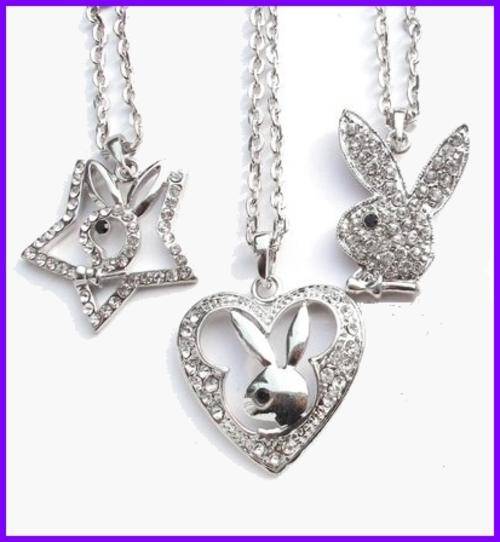 LOT OF 6 X PLAYBOY BUNNY PENDANTS AND CHAINS