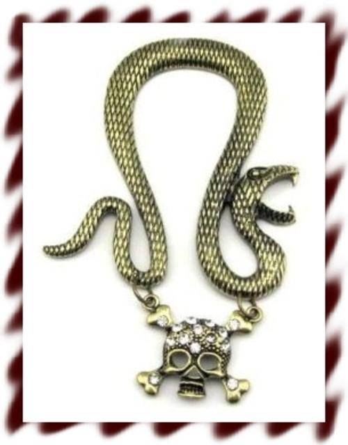 Bulk Lot - 12 X BRONZE SERPENT/ SKULL HANGING EAR CUFFS