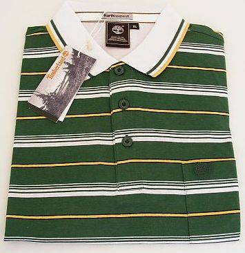 GREEN STRIPED TIMBERLAND POLO SHIRT - Size: LARGE