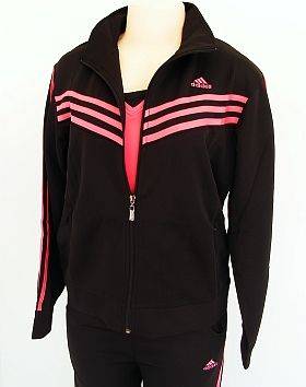 FREE SHIPPING - BLACK AND PINK 3 PIECE ADIDAS TRACKSUIT - SIZE: X-LARGE
