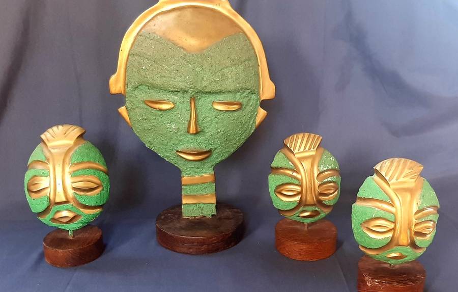 COLLECTION OF HEAVY BRASS MASKS