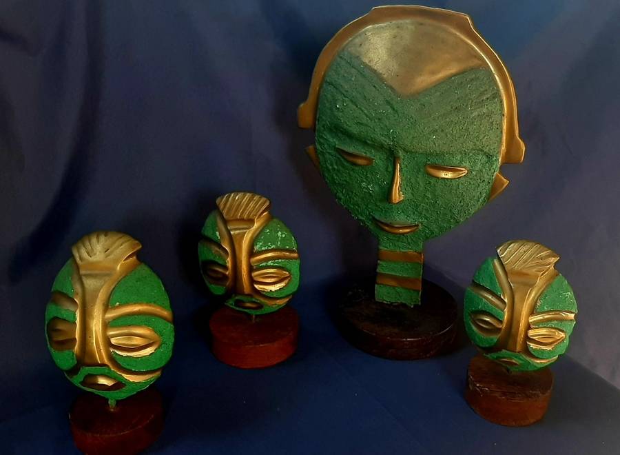COLLECTION OF HEAVY BRASS MASKS