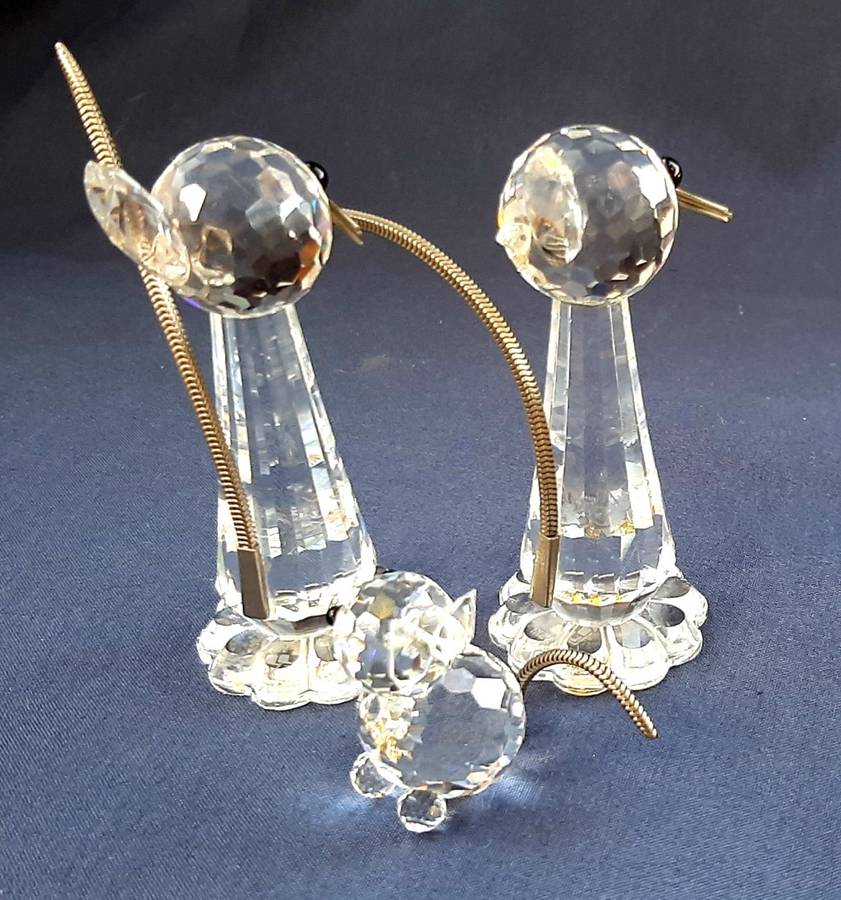 SET OF 3 AUSTRIAN SWAROFSKI CRYSTAL CATS