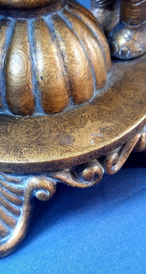 LARGE VINTAGE TABLE STAND DECORATED WITH ELEPHANTS