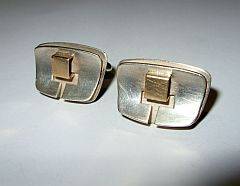 Designer cufflinks - sterling silver and 14ct gold