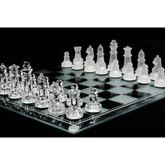 GLASS CHESS SET- frosted & clear pieces**Just Arrived** Fantastic Gift