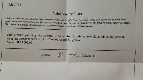 MASSIVE PRICE DROP!! One 9ct White Gold Ring & Two Diamonds! Amazing Deal! SEE VALUATION CERTIFICATE