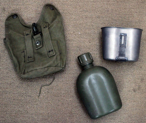 SADF water bottle and fire bucket