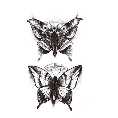 Temporary tattoo stickers set - A pair of dark butterflies