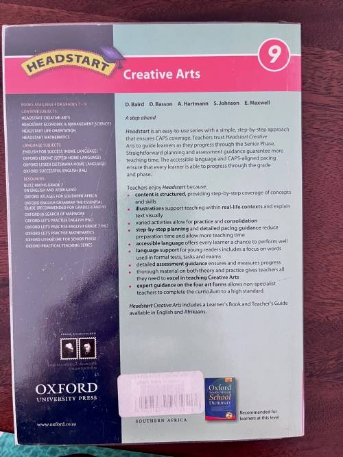 Grade 9 Oxford headstart creative arts: Learner`s book 9780195994711