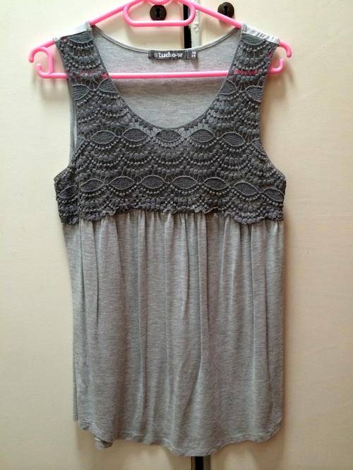 Grey Studio W Woolworths t-shirt vest  with lace detail Size 10