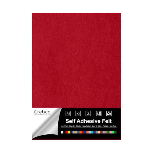 Self Adhesive Felt - A4 X 5 Sheets MAROON