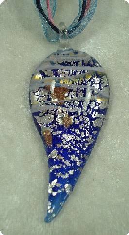 TEAR DROP MURANO GLASS PENDANT WITH REAL SILVER FOIL