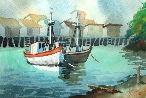 Castro Dated - Fishing boats in Harbour # 1 of 2