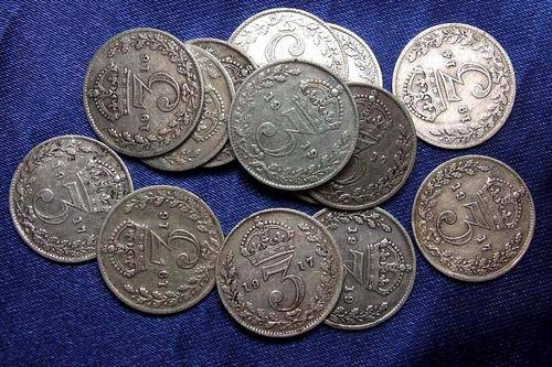 1937-1940 Group(15) of King George VI Silver 3 pences