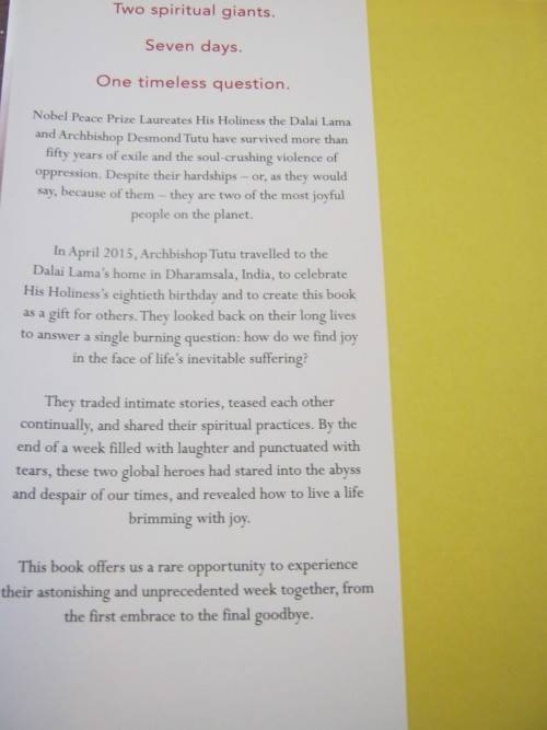 JOY,THE BOOK OF -HIS HOLINESS THE DALAI LAMA AND ARCHBISHOP DESMOND  TUTU WITH DOUGLAS ABRAMS