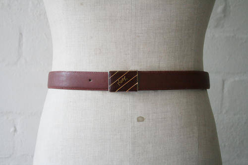 VINTAGE DESIGNER *YSL* GENUINE LEATHER BURGUNDY BELT