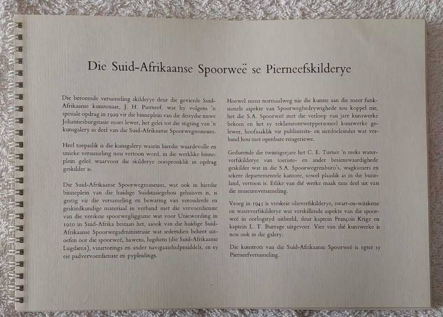 Aandenkingsbrosjure oor die Suid Afrikaanse Spoorwee se Pierneef skilderye
