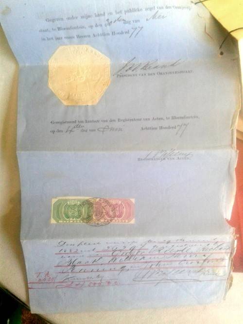 Land Documents Signed by President Brand (1877)