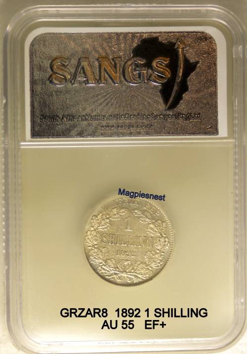 ZAR 1 shilling 1892 AU55 = EF+