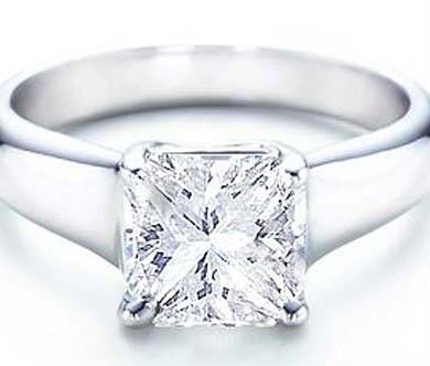 14K SOLID WHITE GOLD PRINCESS CUT DIAMOND SOLITAIRE RING! 1000CTS!! VALUE: R124'232,00