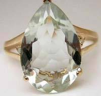 10K SOLID YELLOW GOLD GREEN AMETHYST AND DIAMOND RING!! 6.000TS!!