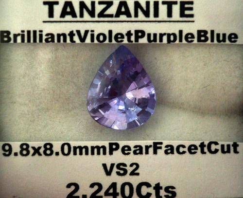 BRILLIANT VIOLET PURPLE BLUE  TANZANITE!!!  2.240CTS!