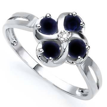 STUNNING 10K SOLID WHITE GOLD SAPPHIRE AND DIAMOND RING!! 0.131CTS