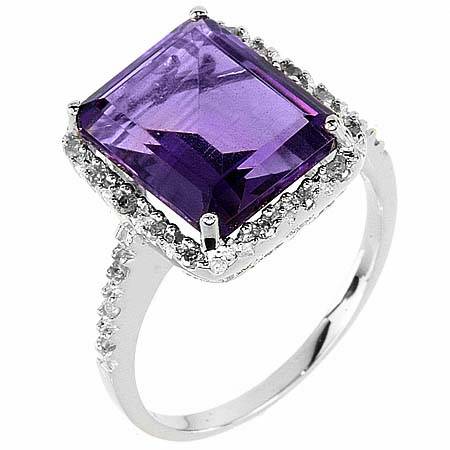 STUNNING 10K SOLID WHITE  GOLD AMETHYST AND DIAMOND RING!  5.130CTS!!!