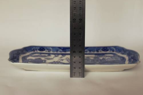 Antique Johnson Brothers Blue Willow Platter Cobalt Blue China, Victorian England Chinoiserie, EUC