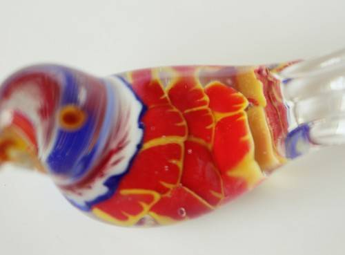 Vintage Murano Style Blown Glass Finch Bird Figurine Paperweight Bullicante Bubble c1960s EUC