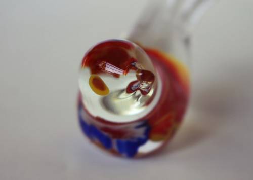 Vintage Murano Style Blown Glass Finch Bird Figurine Paperweight Bullicante Bubble c1960s EUC
