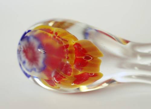 Vintage Murano Style Blown Glass Finch Bird Figurine Paperweight Bullicante Bubble c1960s EUC