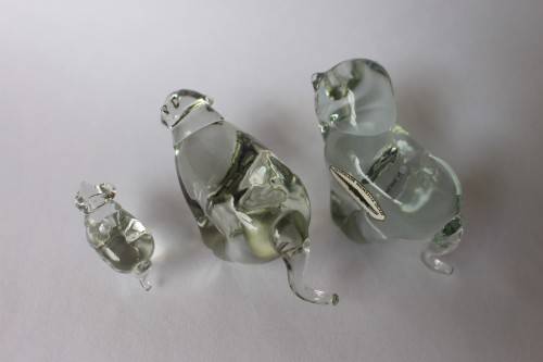 Vintage Ngwenya Glass Kingdom of Swaziland 3 Lion Figurine wSticker Near Mint
