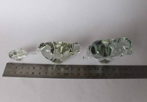 Vintage Ngwenya Glass Kingdom of Swaziland 3 Lion Figurine wSticker Near Mint
