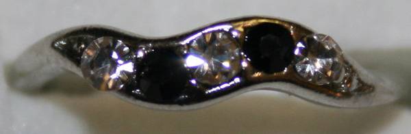 18k White Gold Plated Engagement Ring with Clear and Black Rhinestones #8
