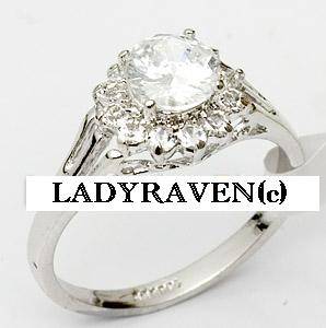**CrAzY Auction!!** 18k White GP 6mm CZ and Rhinestone Engagement Ring