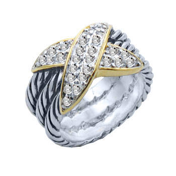Size6 Highest Quality Non Tranishing Rhodium Plated Womens Ring with Simulated Diamonds