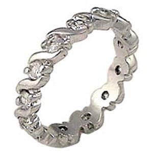 (Size 5) Non Tarnishing Rhodium Plated Fashion Ring with Cubic Zirconia Stone/s